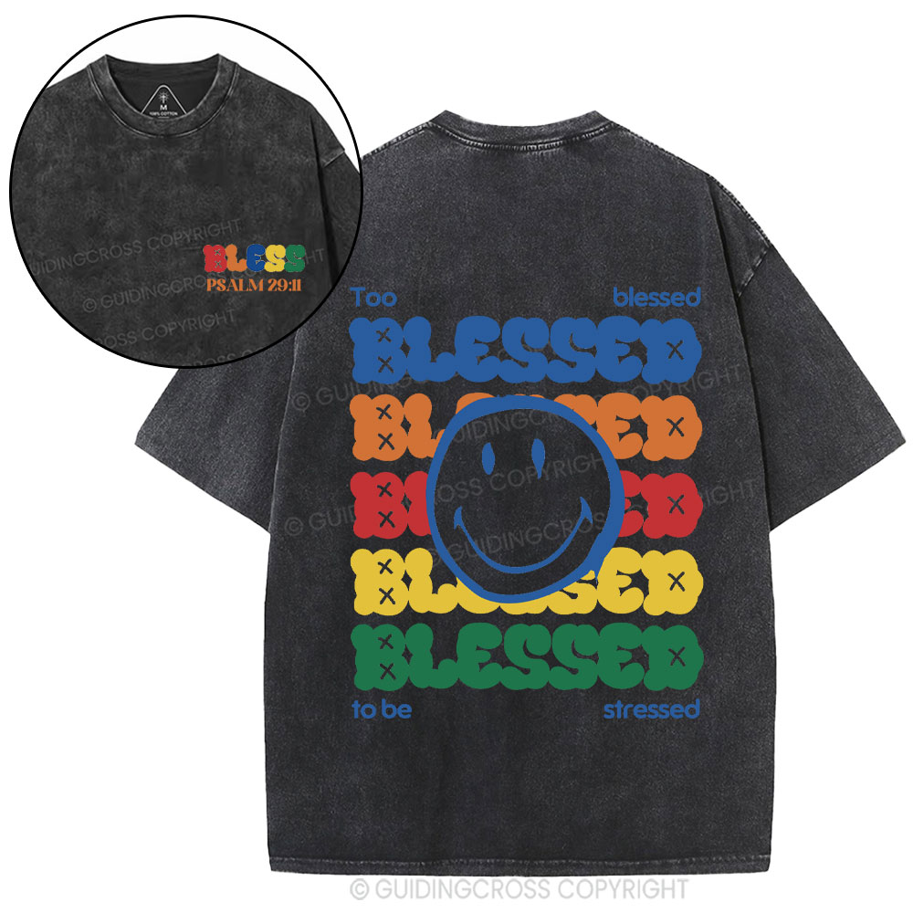 Too Blessed To Be Stressed Christian Washed T-Shirt