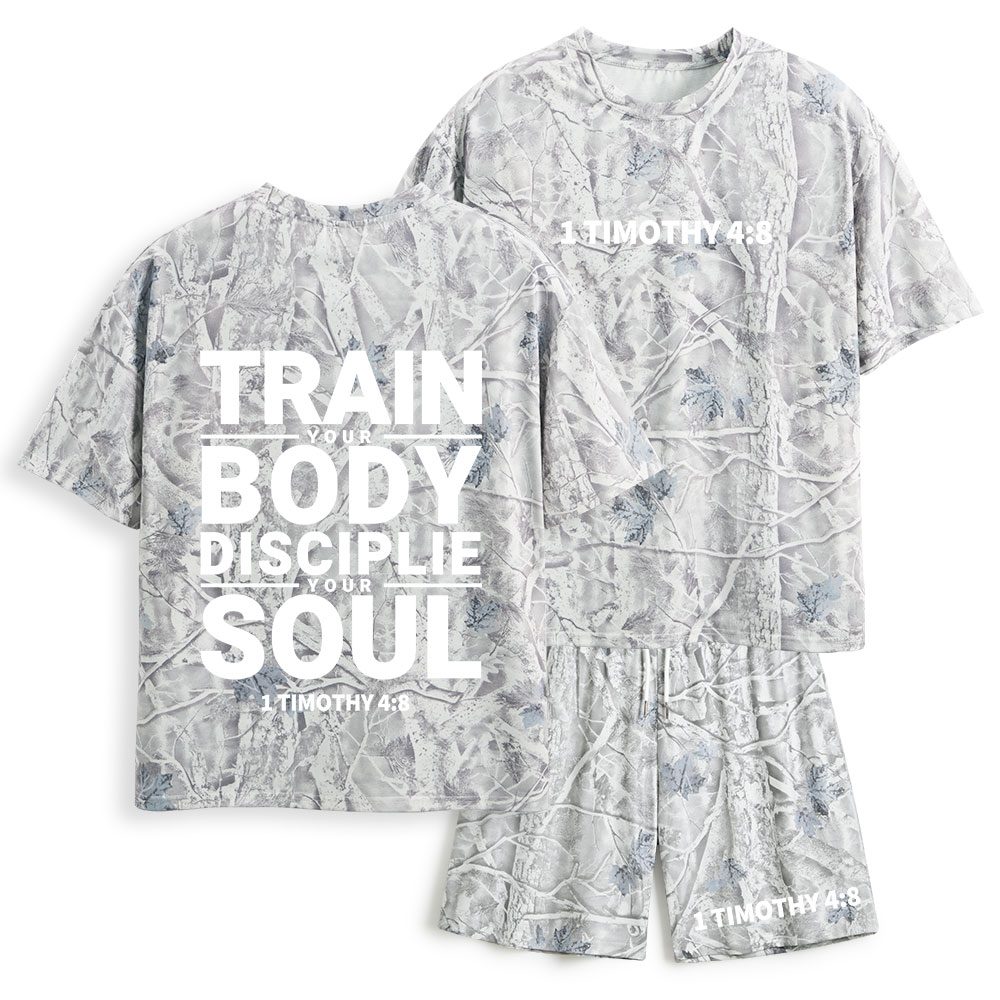 Train Your Body Discipline Your Soul Christian Camo T-Shirt & Shorts