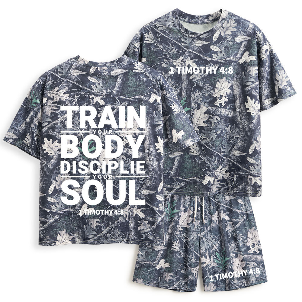 Train Your Body Discipline Your Soul Christian Camo T-Shirt & Shorts