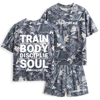 Train Your Body Discipline Your Soul Christian Camo T-Shirt & Shorts