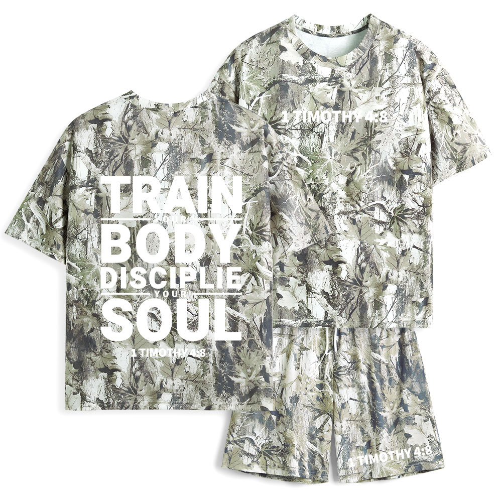 Train Your Body Discipline Your Soul Christian Camo T-Shirt & Shorts