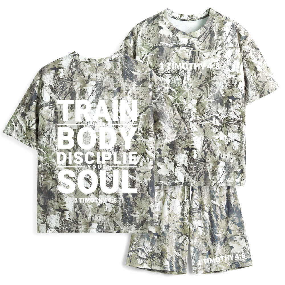 Train Your Body Discipline Your Soul Christian Camo T-Shirt & Shorts