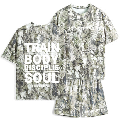 Train Your Body Discipline Your Soul Christian Camo T-Shirt & Shorts