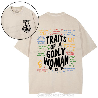 Traits Of A Glory Women Christian Washed T-Shirt