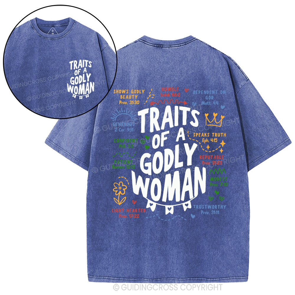Traits Of A Glory Women Christian Washed T-Shirt