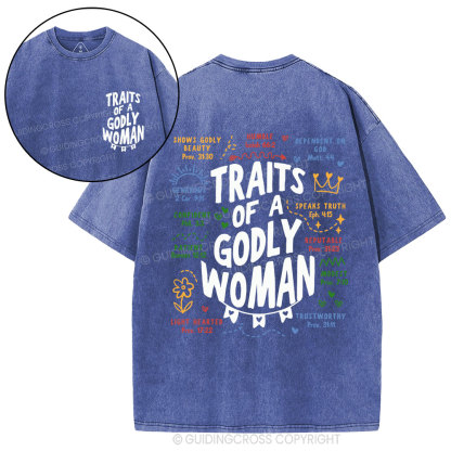 Traits Of A Glory Women Christian Washed T-Shirt