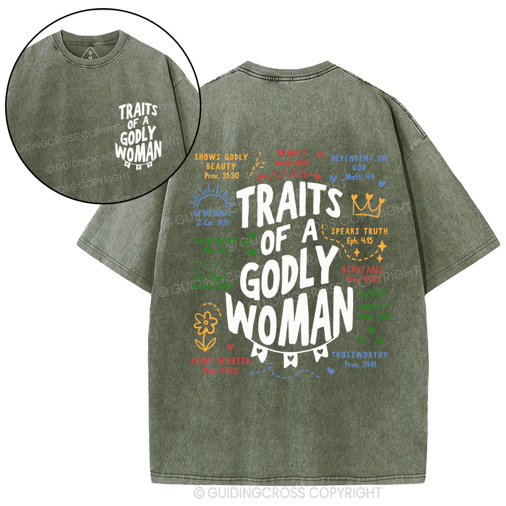 Traits Of A Glory Women Christian Washed T-Shirt