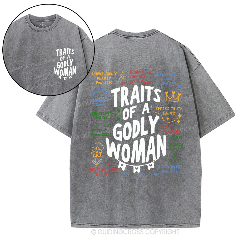 Traits Of A Glory Women Christian Washed T-Shirt
