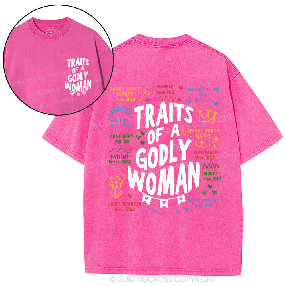 Traits Of A Glory Women Christian Washed T-Shirt