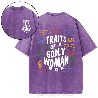 Traits Of A Glory Women Christian Washed T-Shirt