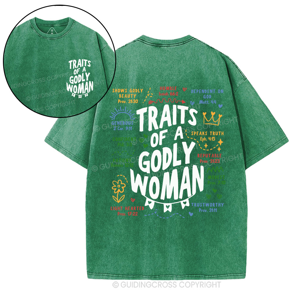 Traits Of A Glory Women Christian Washed T-Shirt