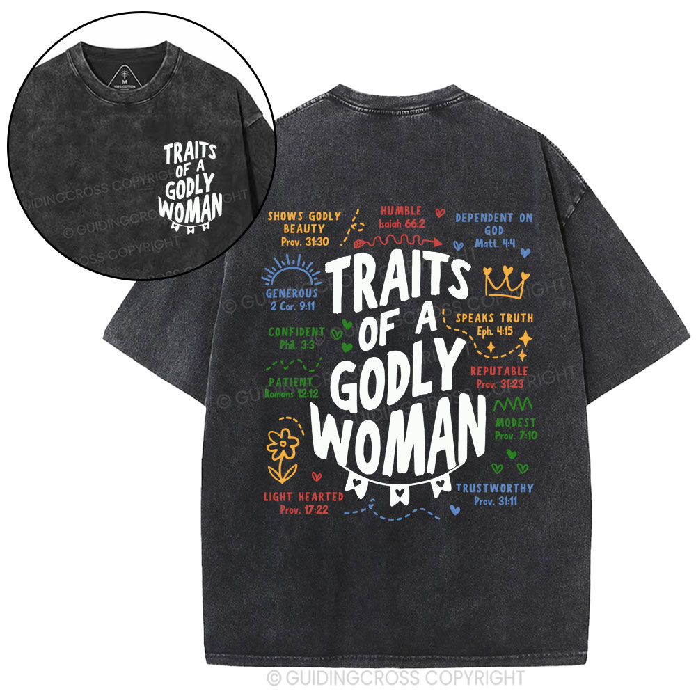 Traits Of A Glory Women Christian Washed T-Shirt