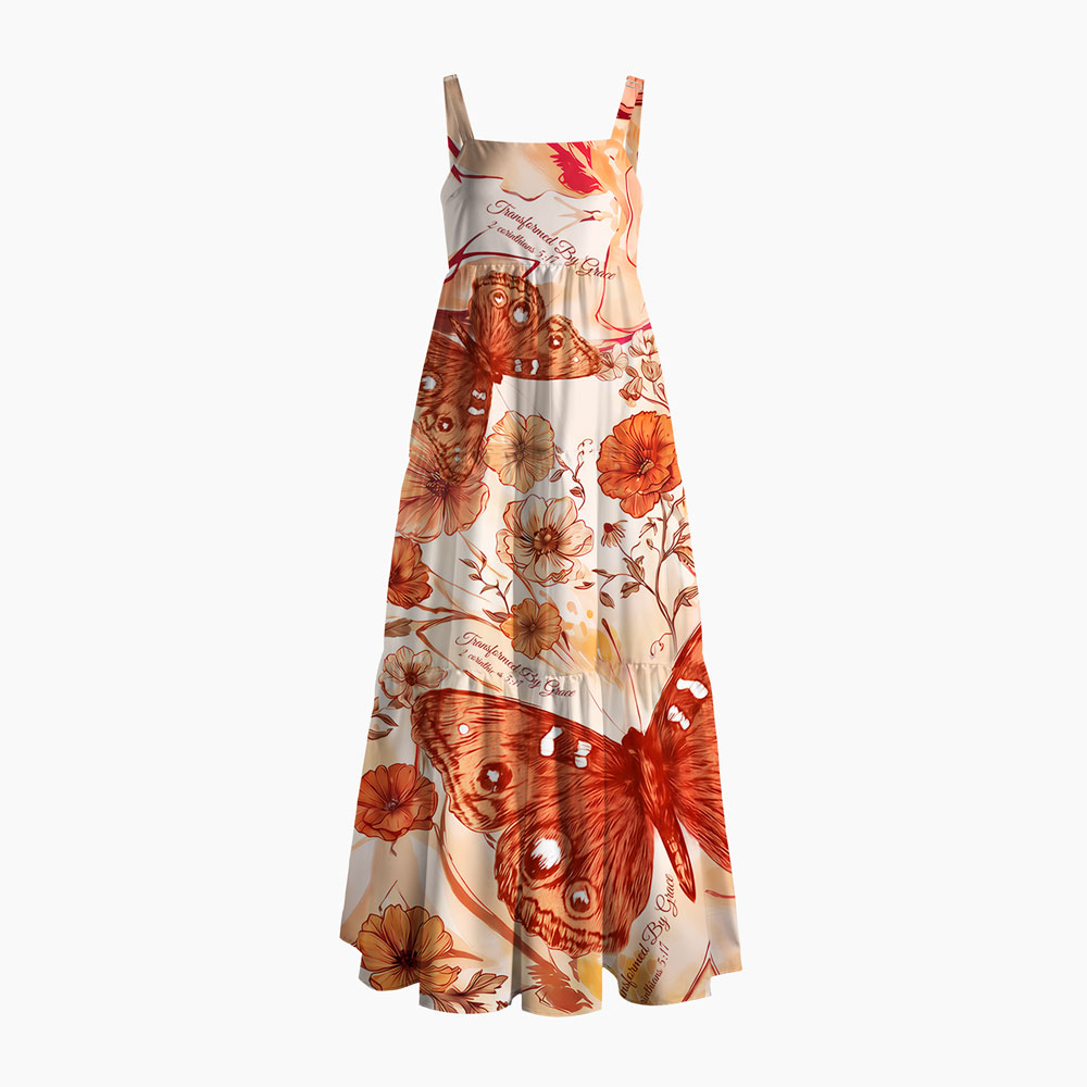 fitted top maxi dress Women's Born for the Beach Ivory Multi Tropical Zodiac Print Cotton Maxi Dress | Size: L