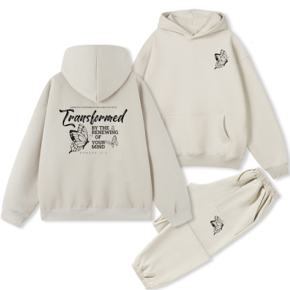 Transformed By The Renewing Of Your Mind Christian Fleece Hoodie Set