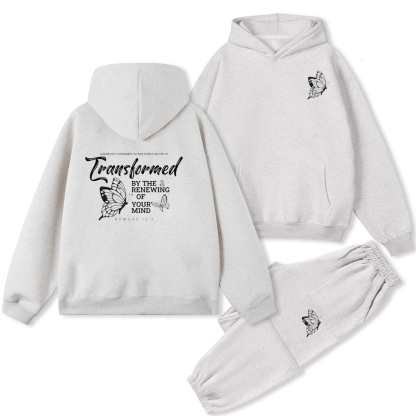 Transformed By The Renewing Of Your Mind Christian Fleece Hoodie Set