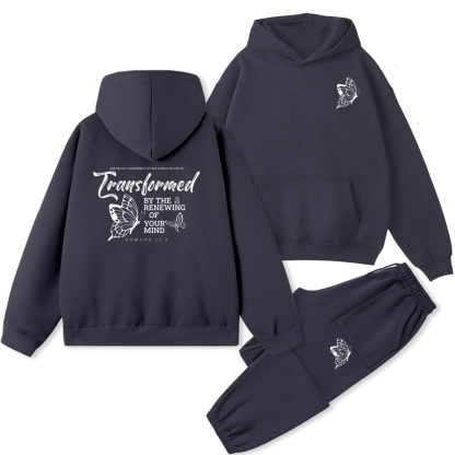 Transformed By The Renewing Of Your Mind Christian Fleece Hoodie Set