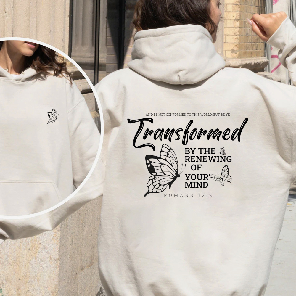 Transformed By The Renewing Of Your Mind Christian Fleece Hoodie Set