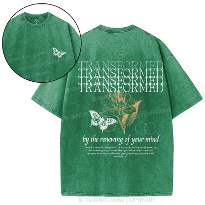 Transformed By The Renewing Of Your Mind Christian Washed T-Shirt