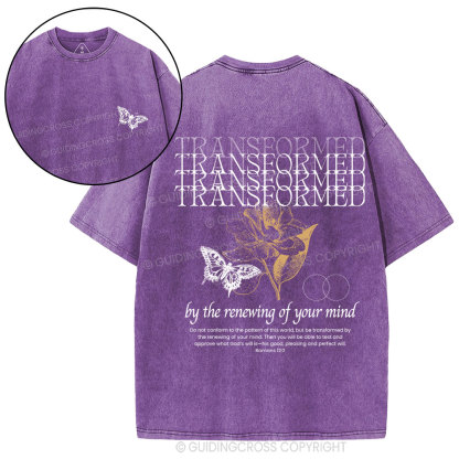 Transformed By The Renewing Of Your Mind Christian Washed T-Shirt