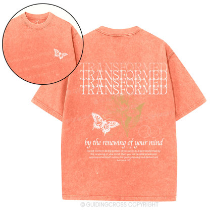 Transformed By The Renewing Of Your Mind Christian Washed T-Shirt