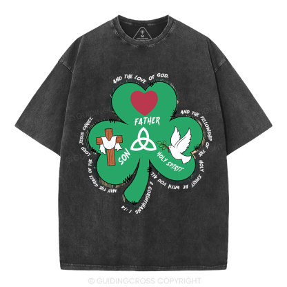 Trinity Clovers St. Patrick's Day Christian Washed T-Shirt
