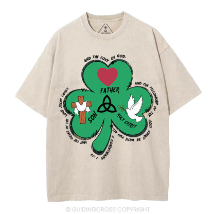 Trinity Clovers St. Patrick's Day Christian Washed T-Shirt