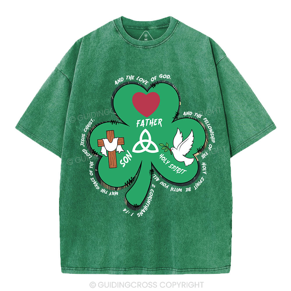Trinity Clovers St. Patrick's Day Christian Washed T-Shirt