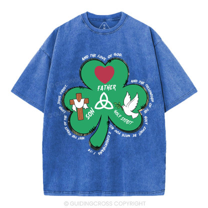 Trinity Clovers St. Patrick's Day Christian Washed T-Shirt