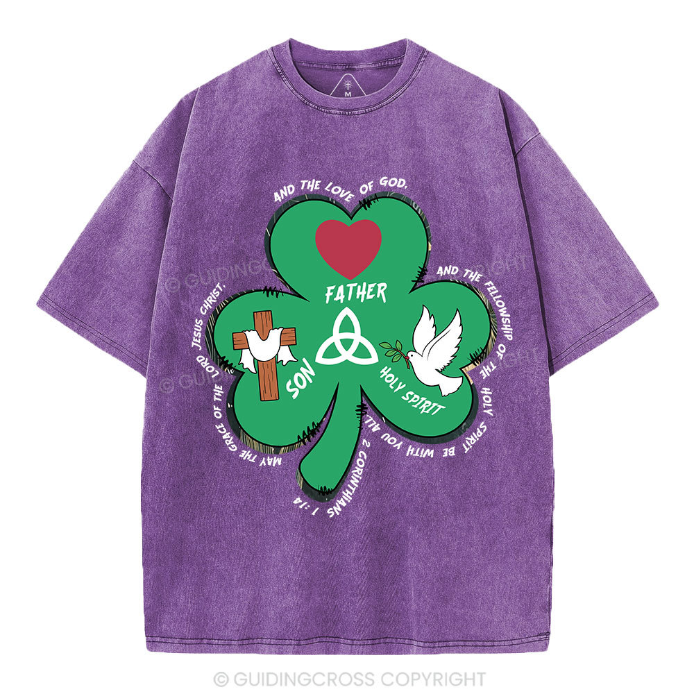 Trinity Clovers St. Patrick's Day Christian Washed T-Shirt