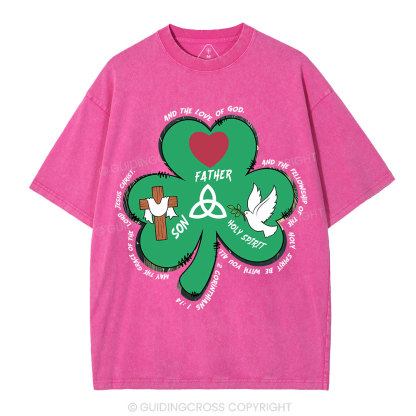 Trinity Clovers St. Patrick's Day Christian Washed T-Shirt