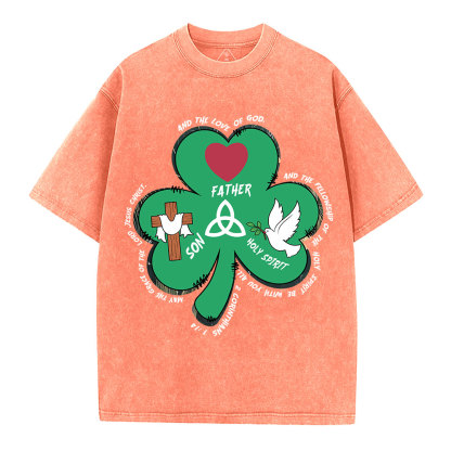 Trinity Clovers St. Patrick's Day Christian Washed T-Shirt
