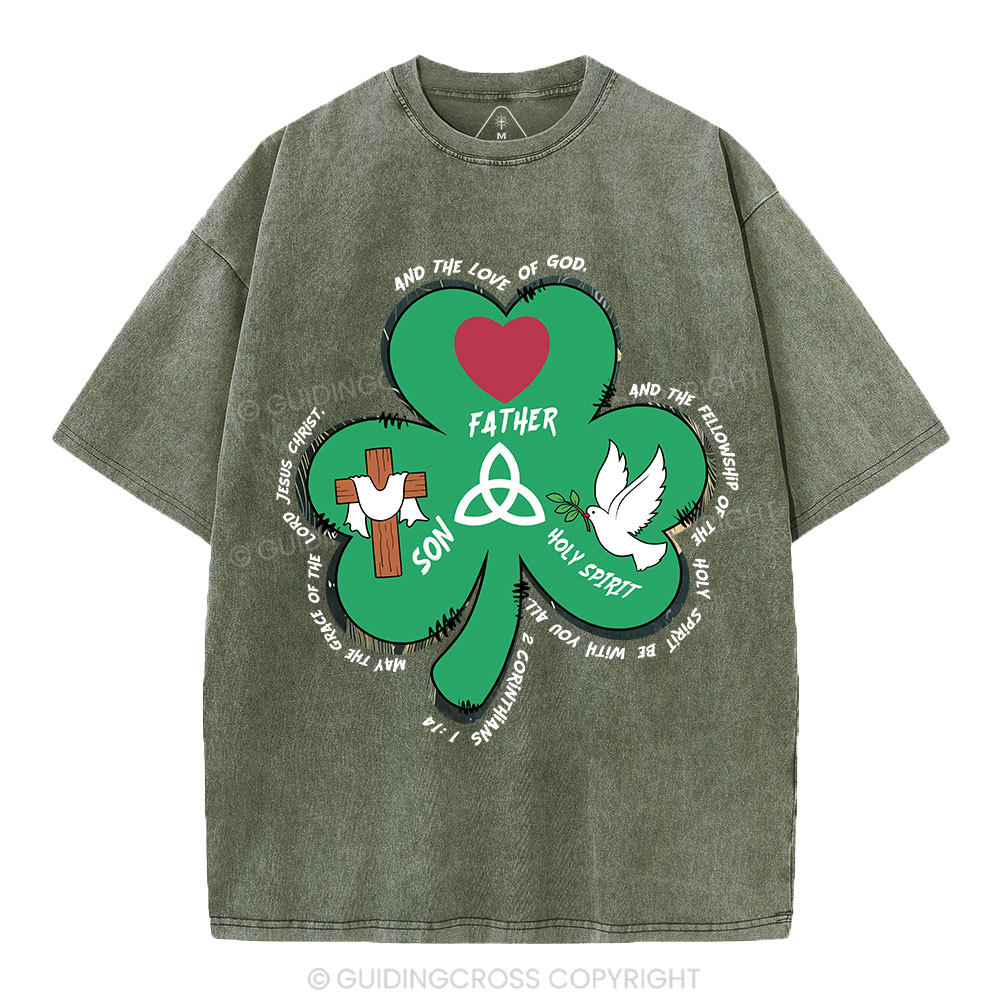 Trinity Clovers St. Patrick's Day Christian Washed T-Shirt