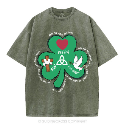 Trinity Clovers St. Patrick's Day Christian Washed T-Shirt