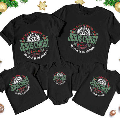 True Joy Comes From Jesus Christ Christian Christmas Family Matching Shirts