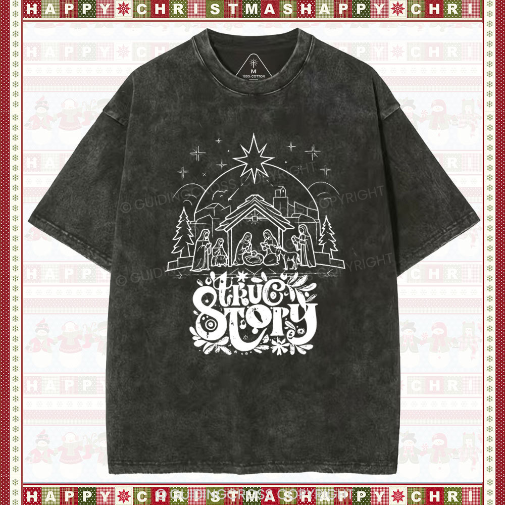 True Story Christian Christmas Washed T-Shirt