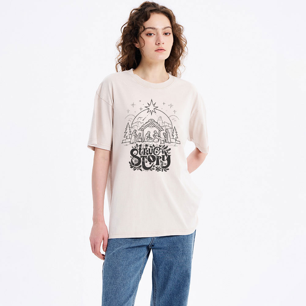 True Story Christian Christmas Washed T-Shirt