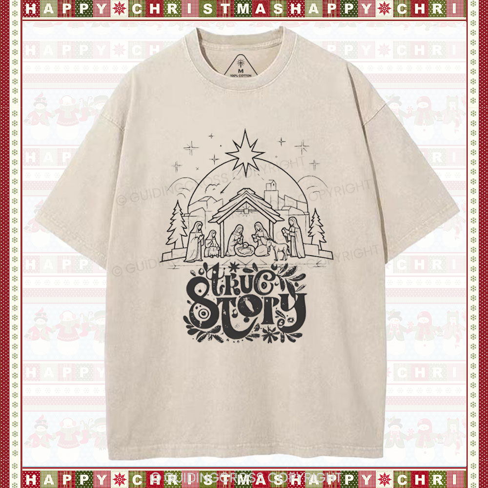 True Story Christian Christmas Washed T-Shirt