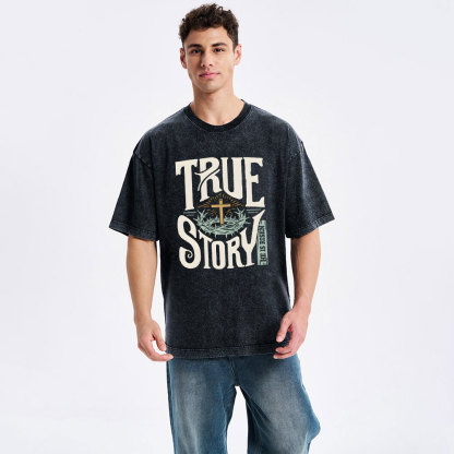 True Story Christian Christmas Washed T-Shirt