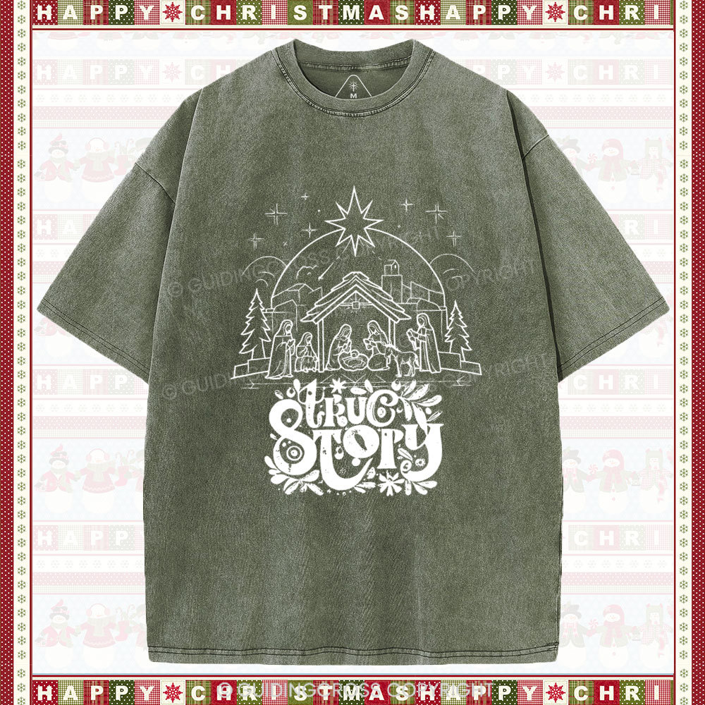 True Story Christian Christmas Washed T-Shirt