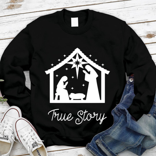 GuidingCross True Story Christmas Nativity Sweatshirt