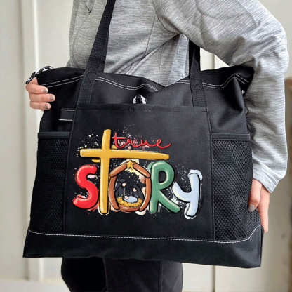 True Story Nativity Christmas Christian Tote Bag