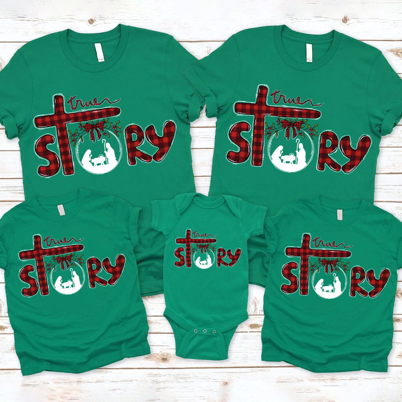 True Story Plaid Christian Christmas Family Matching Shirts