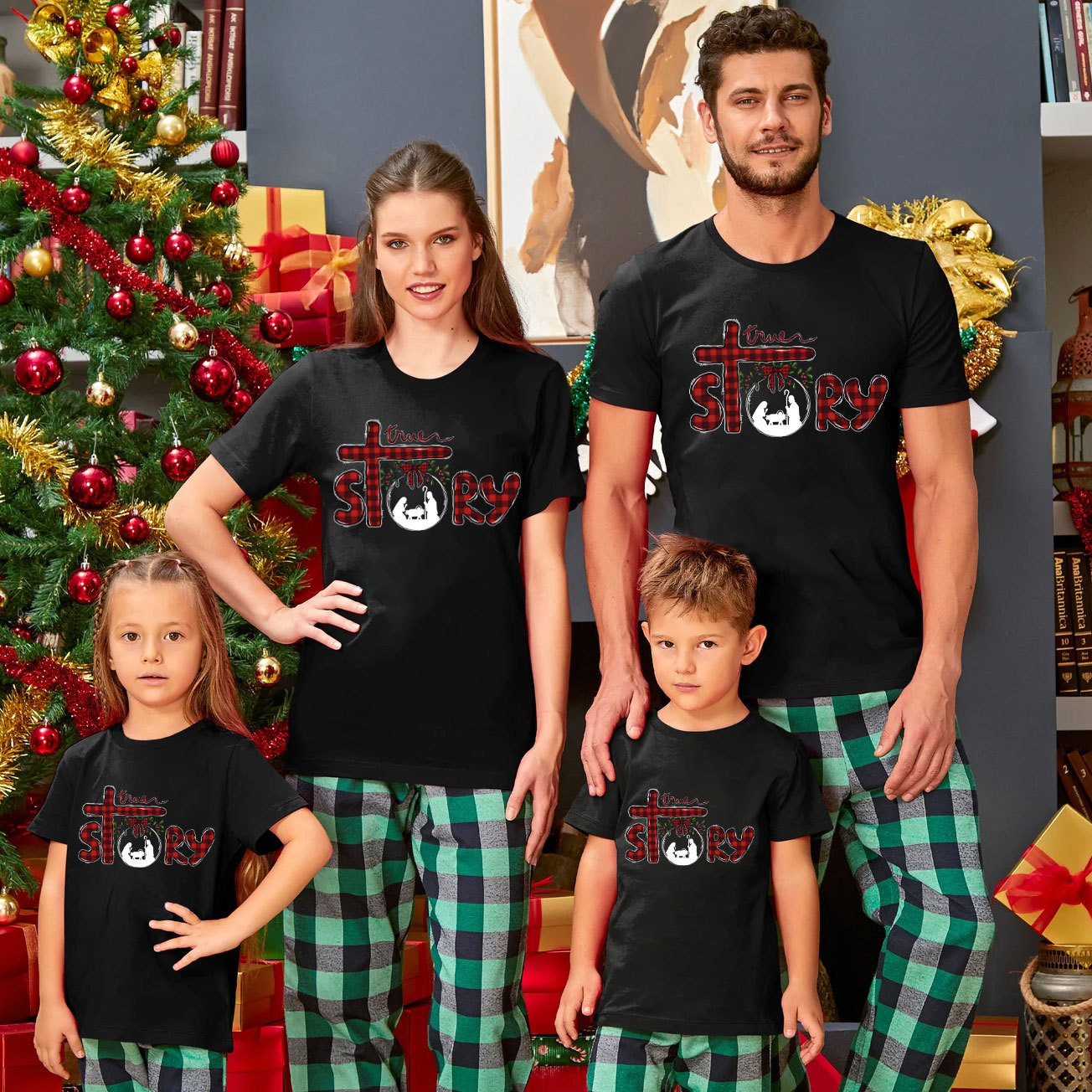 True Story Plaid Christian Christmas Family Matching Shirts