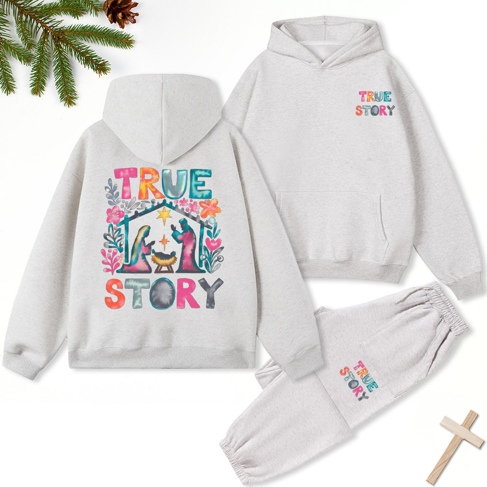 True Story Water Color Christian Christmas Fleece Hoodie Set