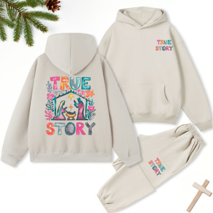 True Story Water Color Christian Christmas Fleece Hoodie Set