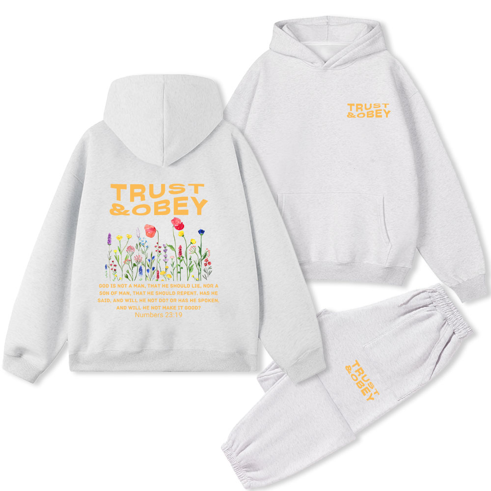 Trust And Obey Christian Premium Fleece Hoodie Set