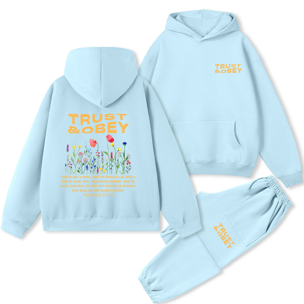Trust And Obey Christian Premium Fleece Hoodie Set