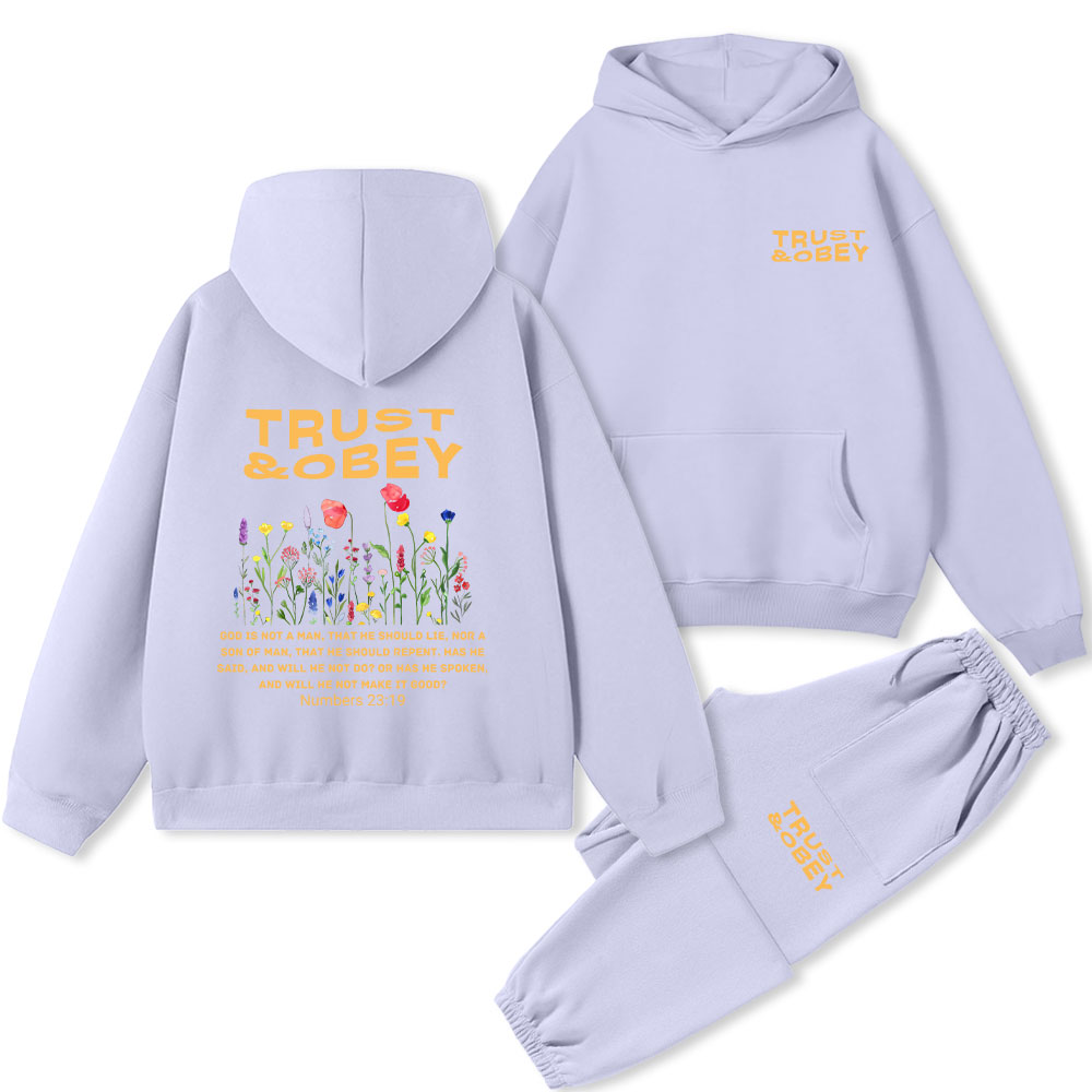 Trust And Obey Christian Premium Fleece Hoodie Set