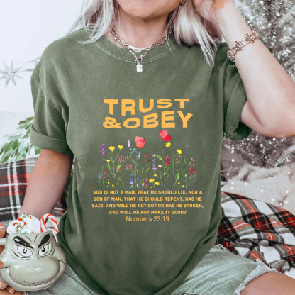 Trust And Obey Christian Washed T-Shirt