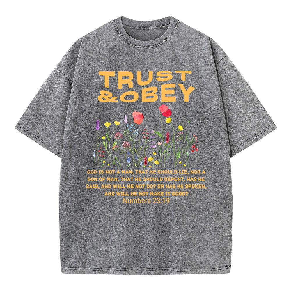 Trust And Obey Christian Washed T-Shirt